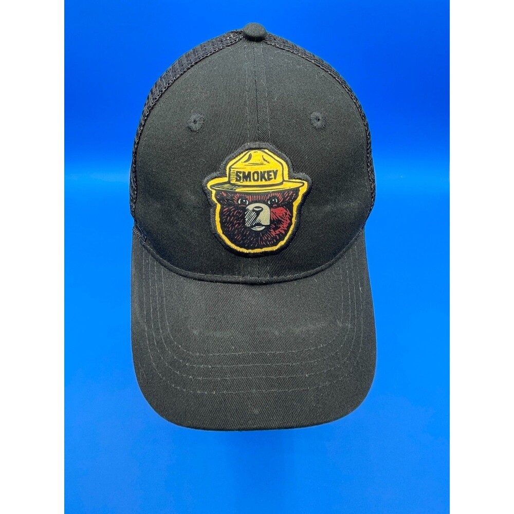 Smokey The Bear Black Meshback Hat Cap Adjustable Strap